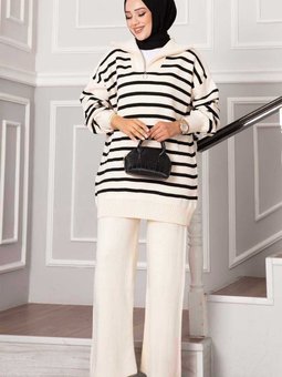 Kamyoncu Yaka Fermuarlı Triko Takım