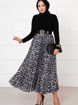 Leopar Desenli Pilise Etek