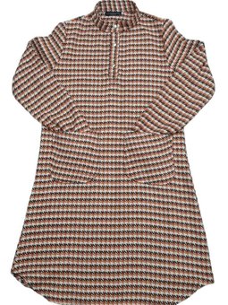 Turuncu Çizgili Örme Kumaş Tunik