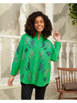 Gabardin Mevsimlik Nakış İşlemeli Gömlek