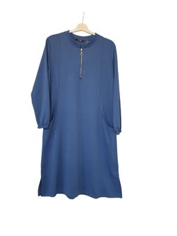 Süper İki İplik Fermuarlı Cepli Tunik