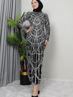 Ebrar Simli Abiye Elbise Siyah