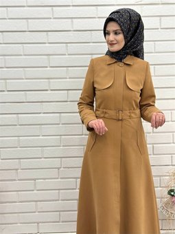 Mevlana Kesim Trençkot, Mevsimlik Astarlı Trençkot Uzun Pardesü 4653