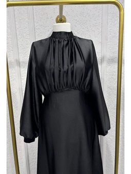 Gülnun Saten Abiye Elbise Siyah