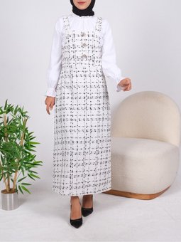 Beli Korsajlı Önü Düğme Detaylı Salopet