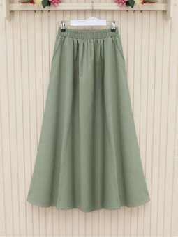 Beli Lastikli Çift Cepli Gabardin Etek