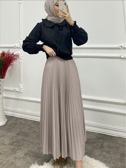 Pliseli Beli Lastikli Etek