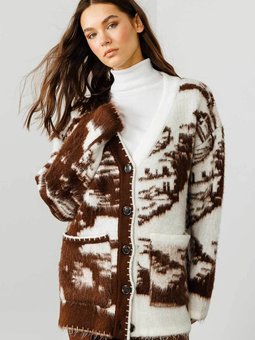 Desenli Kahve Hırka