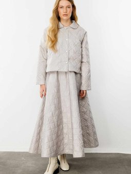 Kapitone Gri Crop Ceket