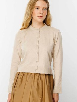 Premium Bisiklet Yaka Taş Triko Hırka