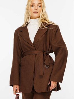 Premium Kemerli Blazer Kahve Ceket