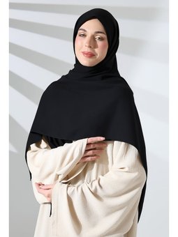 Krep Büyük Boy Siyah Eşarp Renk