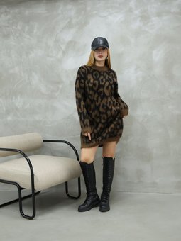 Leopar Desen Ttriko Tunik