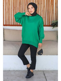 Yeşil Balon Kol Triko Tunik