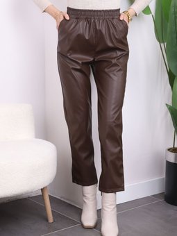 Kahverengi Cepli Deri Pantolon