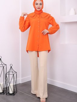 Orange Bebe Yaka Güpürlü Gömlek