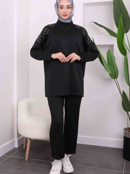 Siyah Omzu Taşlı Scuba Takım