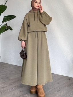 Balon Kol Sweat Etekli Haki Takım