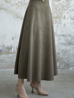 Elisha Süet Etek Haki