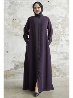 Taş Roba Detaylı Mürdüm Ferace