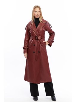 Deri Bordo Trençkot