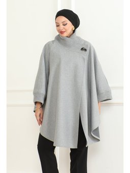 Yakası Trikolu Gri Panço