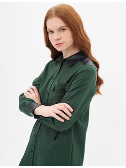 Animal Print Desenli Garnili Tunik Orman Yeşili