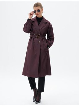 Bilekleri Büzgülü Gold Düğme Detaylı Kap Koyu Bordo