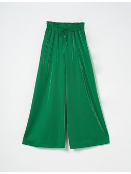 Geniş Paça Bağcıklı Pantolon Yeşil