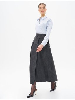 Pile Detaylı Anvelop Etek Füme