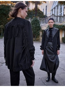 Sırt Detaylı Süet Ceket Siyah