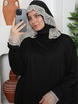 Mevsimlik Başörtülü Elbisesi, Terletmeyen Namaz Kıyafeti, Dökümlü Ferace
