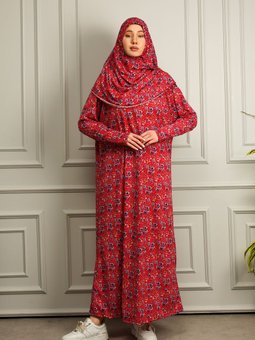 Tek Parça Başörtülü Şık Namaz Elbisesi Mevsimlik Kumaş