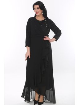Büyük Beden Uzun Siyah Abiye Elbise