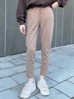 Bel Lastikli Kalem Pantolon Vizonrengi