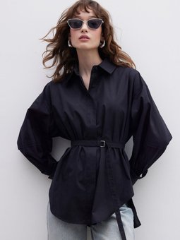 Kemer Detaylı Gömlek Siyah