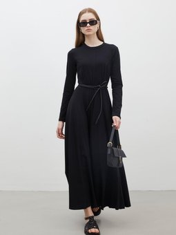 Pamuklu Kulplu Elbise Siyah