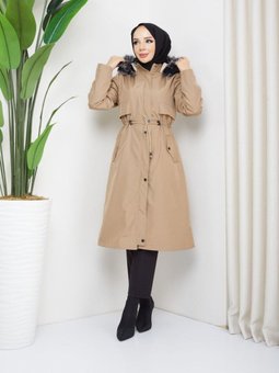 Mevsimlik Mont Kapüşonlu Içi Hafif Kürklü