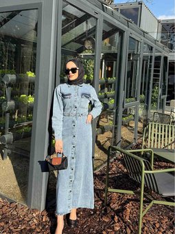 Mavi Çıtçıtlı Kot Elbise 3 498