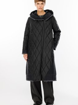 Mjean Kapitone Dolgulu Ve Denim Kot Garni Spor Kaban Trench Siyah