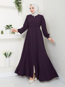 Ortası İşlemeli Medine İpeği Yazlık Ferace