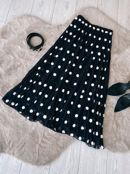 Puantiye Desenli Şifon Siyah Etek Ma169