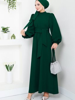 Balon Kollu Abiye Elbise 5527end900 M Zümrüt Yeşili