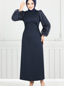 Kolları Sim Detaylı Abiye Elbise 5602end900 M Laci