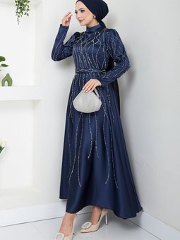 Taş Detaylı Abiye Elbise 5633end900 M Laci