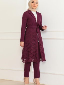 Mürdüm Dantel Detaylı Takım