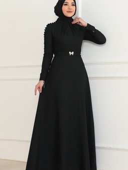 Siyah Kemer Detaylı Elbise