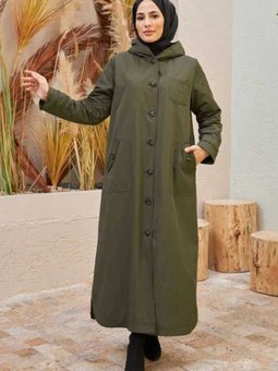 6538 Kürklü Trençkot Haki