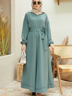 6569 Krep Tulum Elbise Mint Yeşili