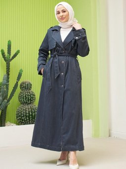 Denim Trençkot Koyu Gri